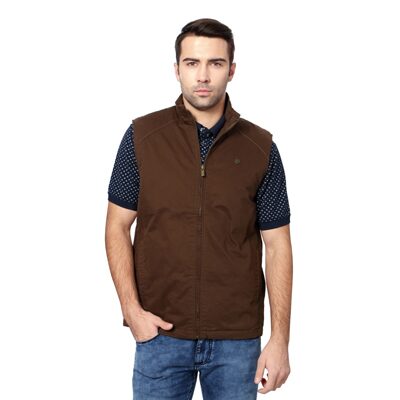 

Peter England Men Brown Solid Bomber jacket