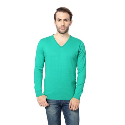 

Peter England Men Green V neck Cardigan
