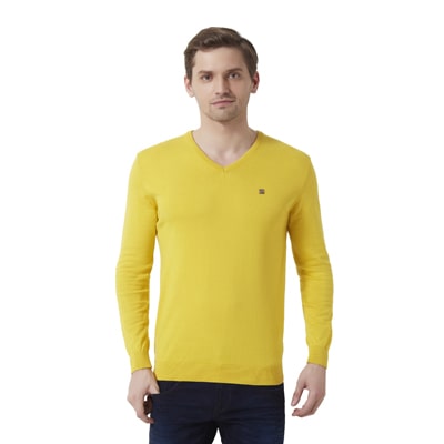 

Peter England Men Yellow V neck Cardigan