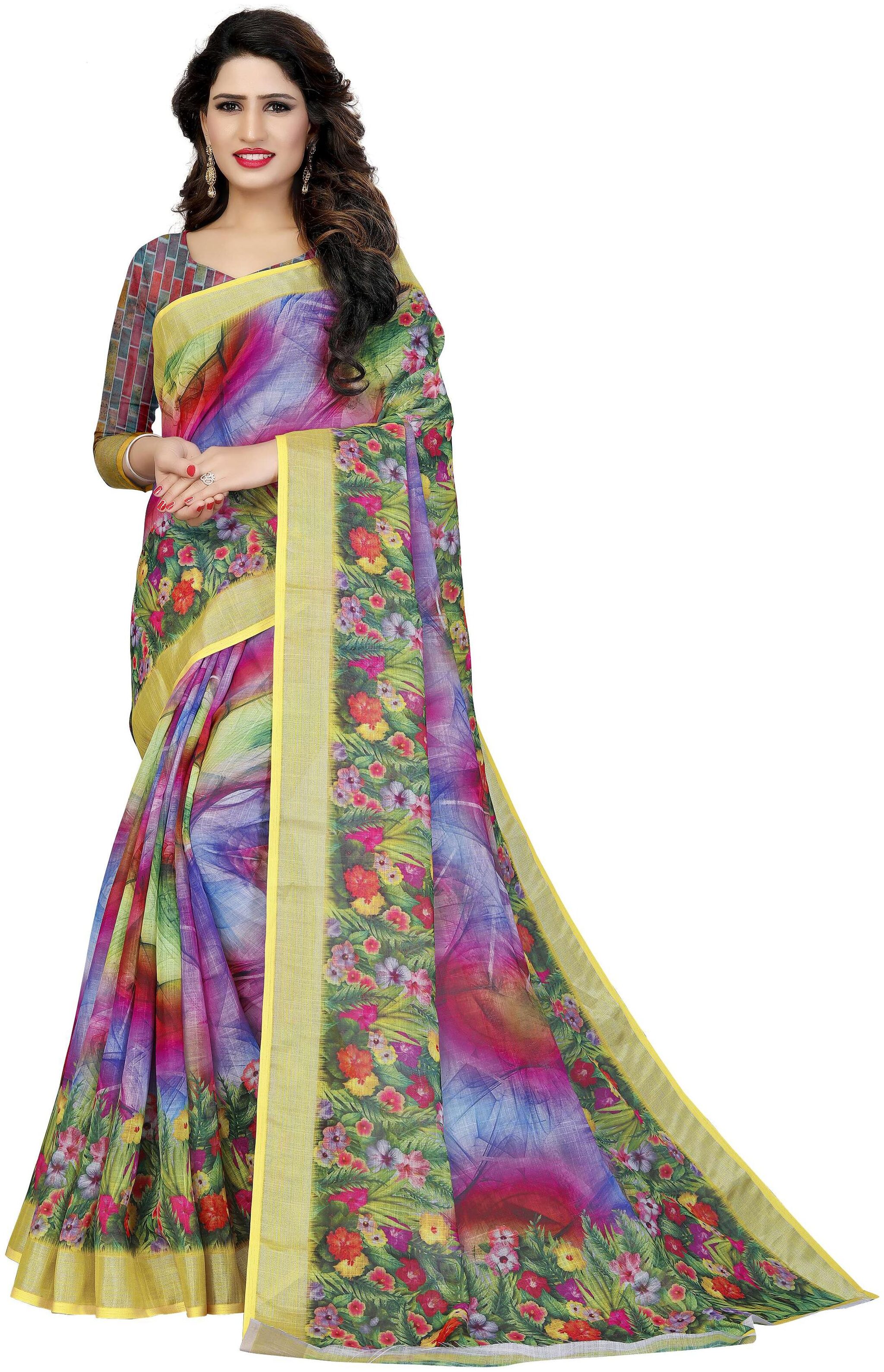 

Pezira Linen Mangalgiri Saree Multi