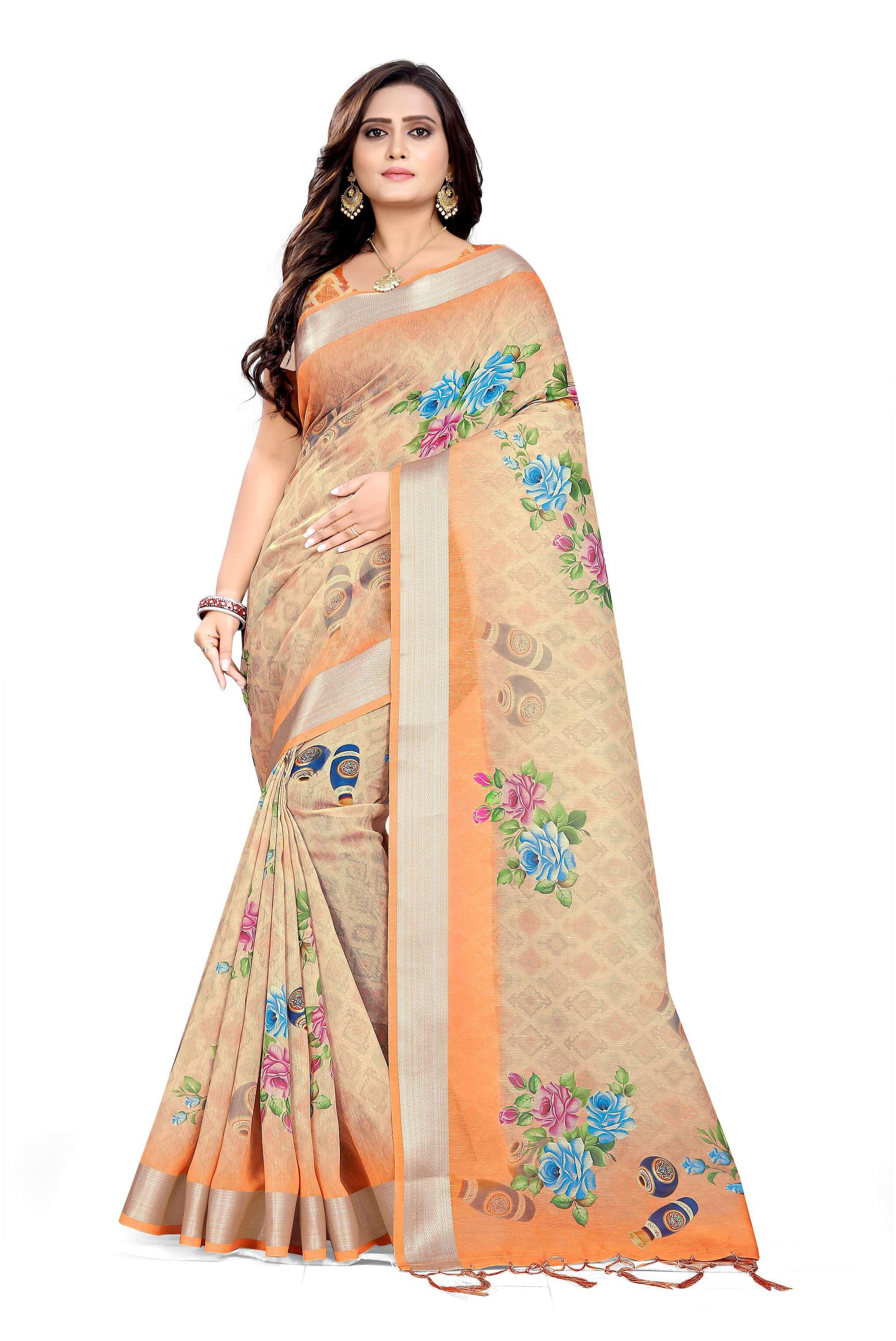 

Pezira Linen Casual Designer Saree Multi