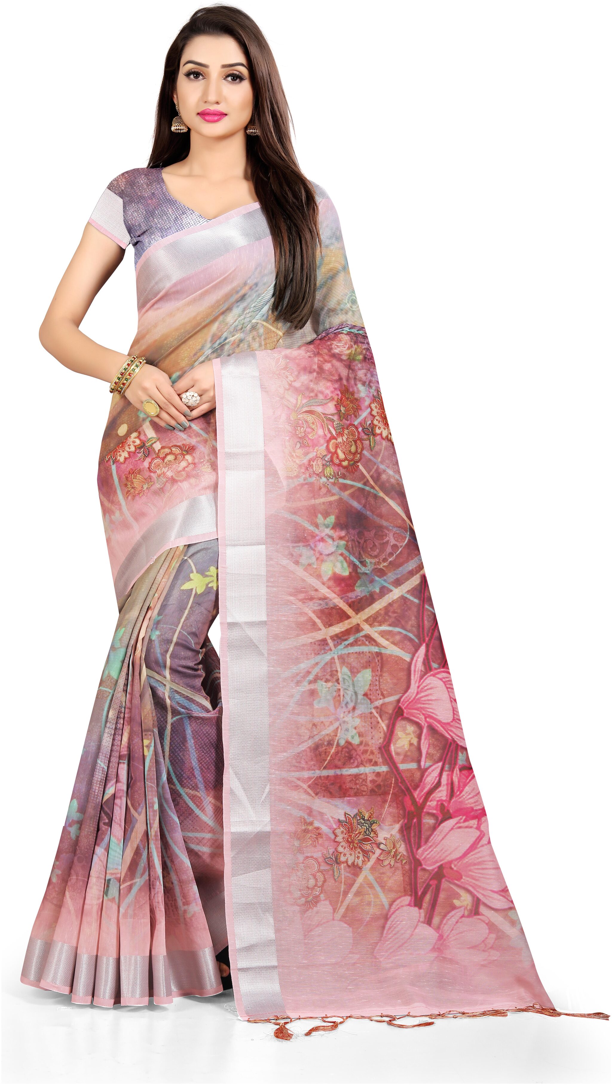 

Pezira Linen Casual Designer Saree Multi