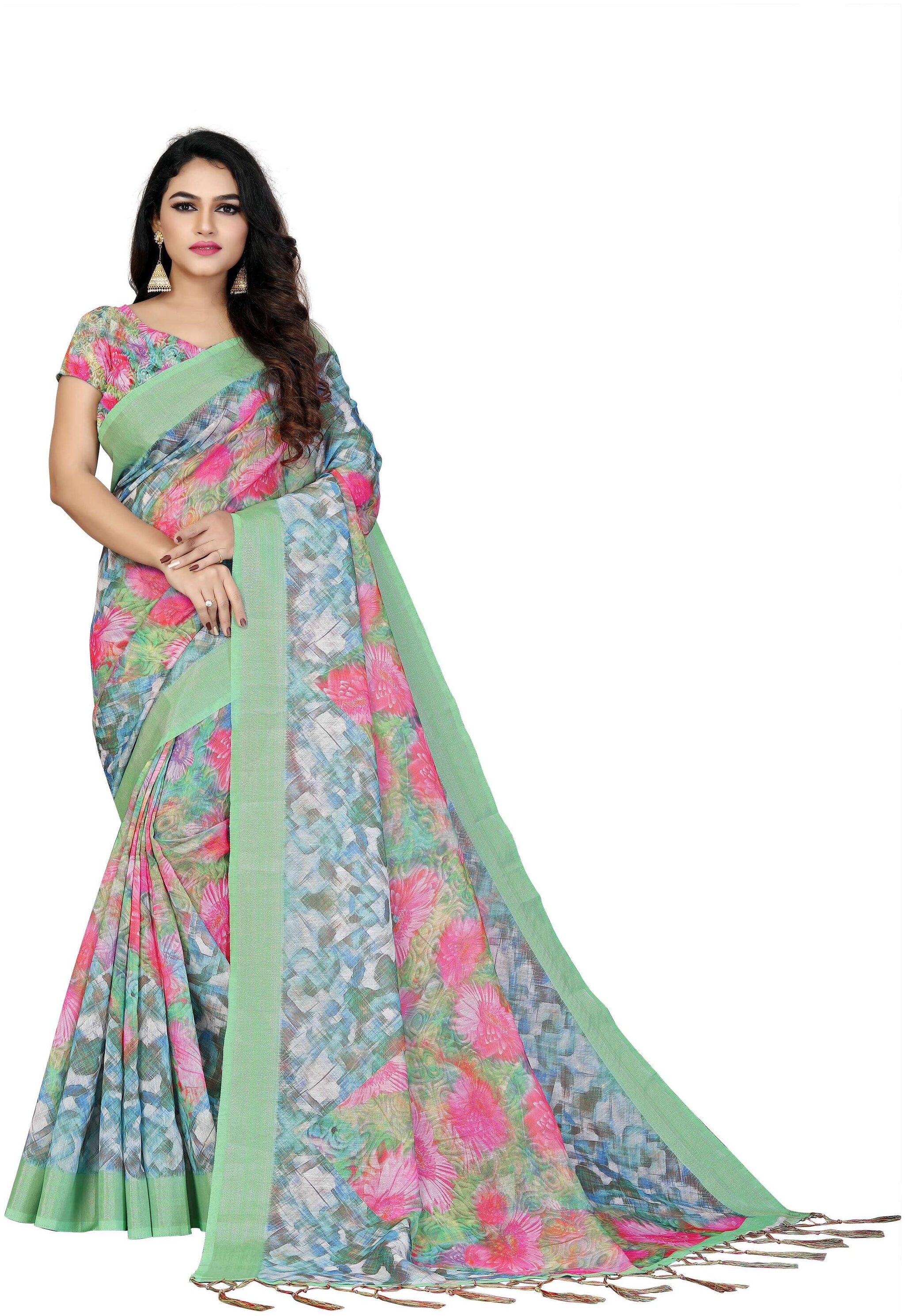 

Pezira Linen Mangalgiri Saree Multi