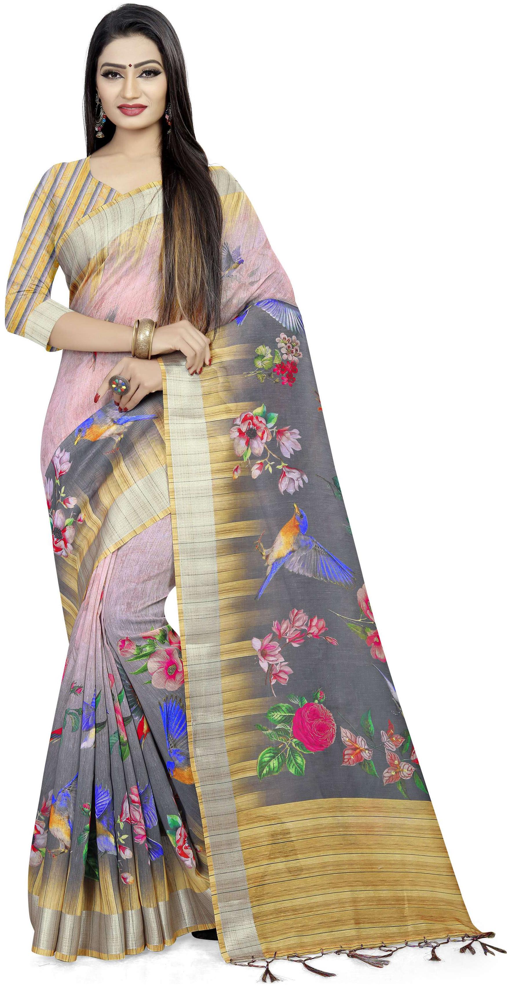 

Pezira Linen Casual Designer Saree Multi