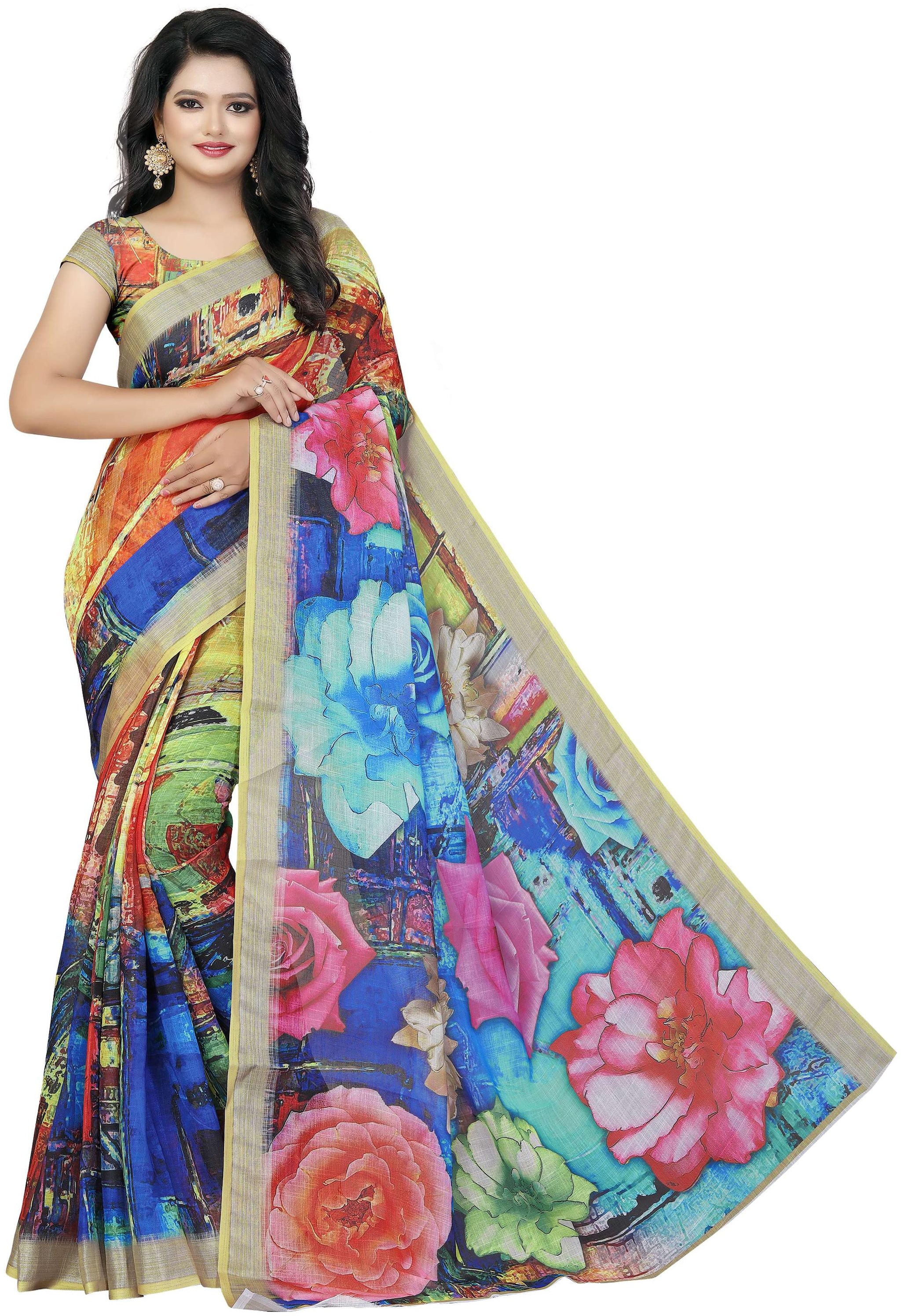 

Pezira Linen Mangalgiri Saree Multi