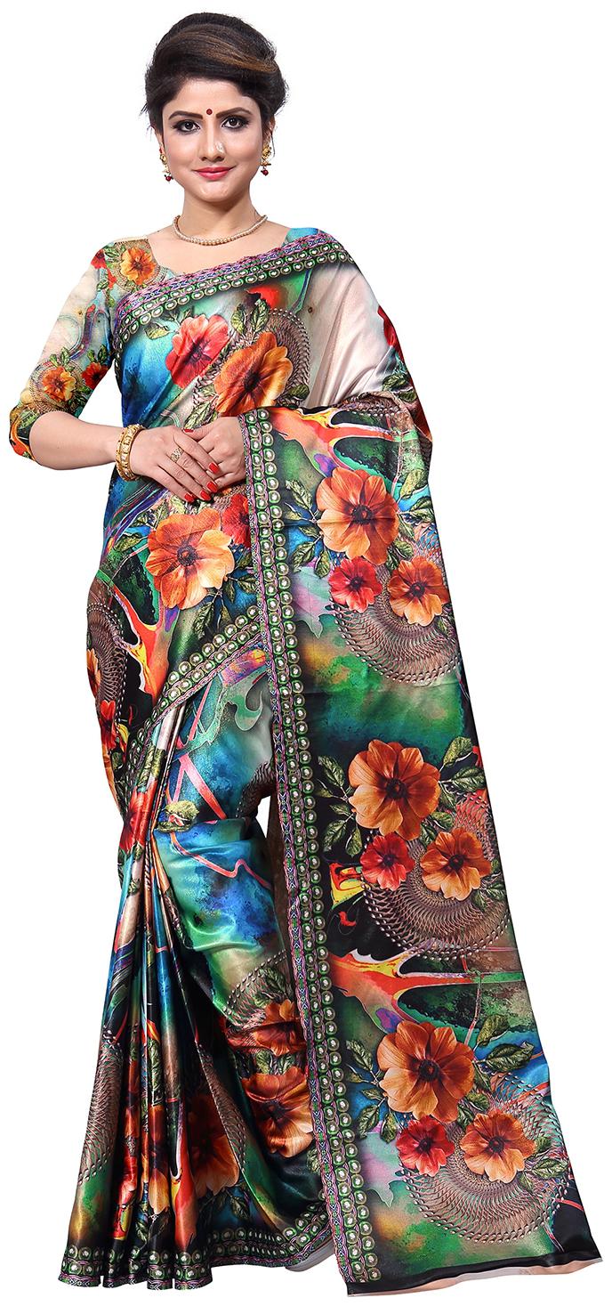 

Pezira Satin Floral Multi Saree
