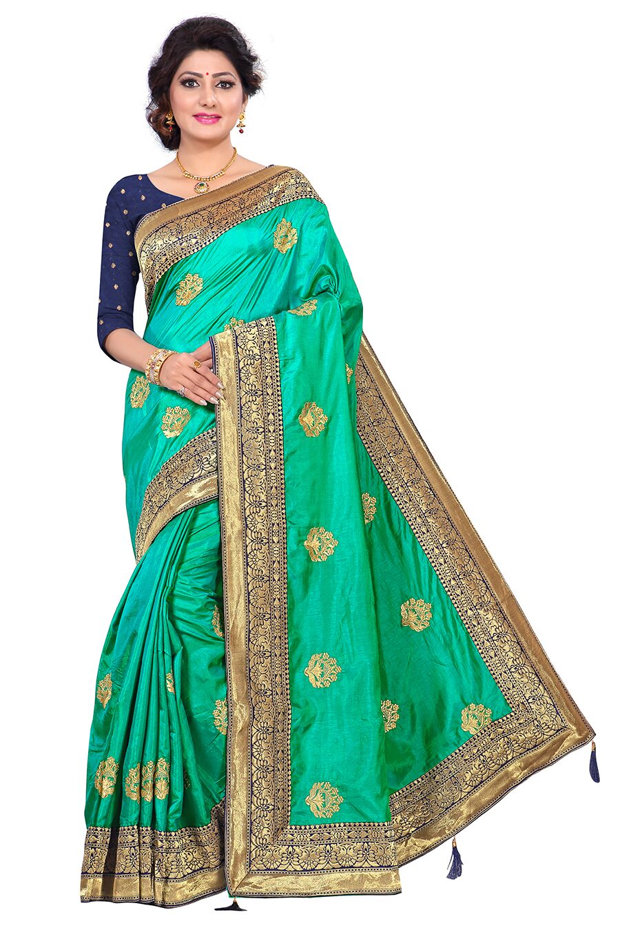 

Pezira Silk Embroidered Green Color Regular Saree
