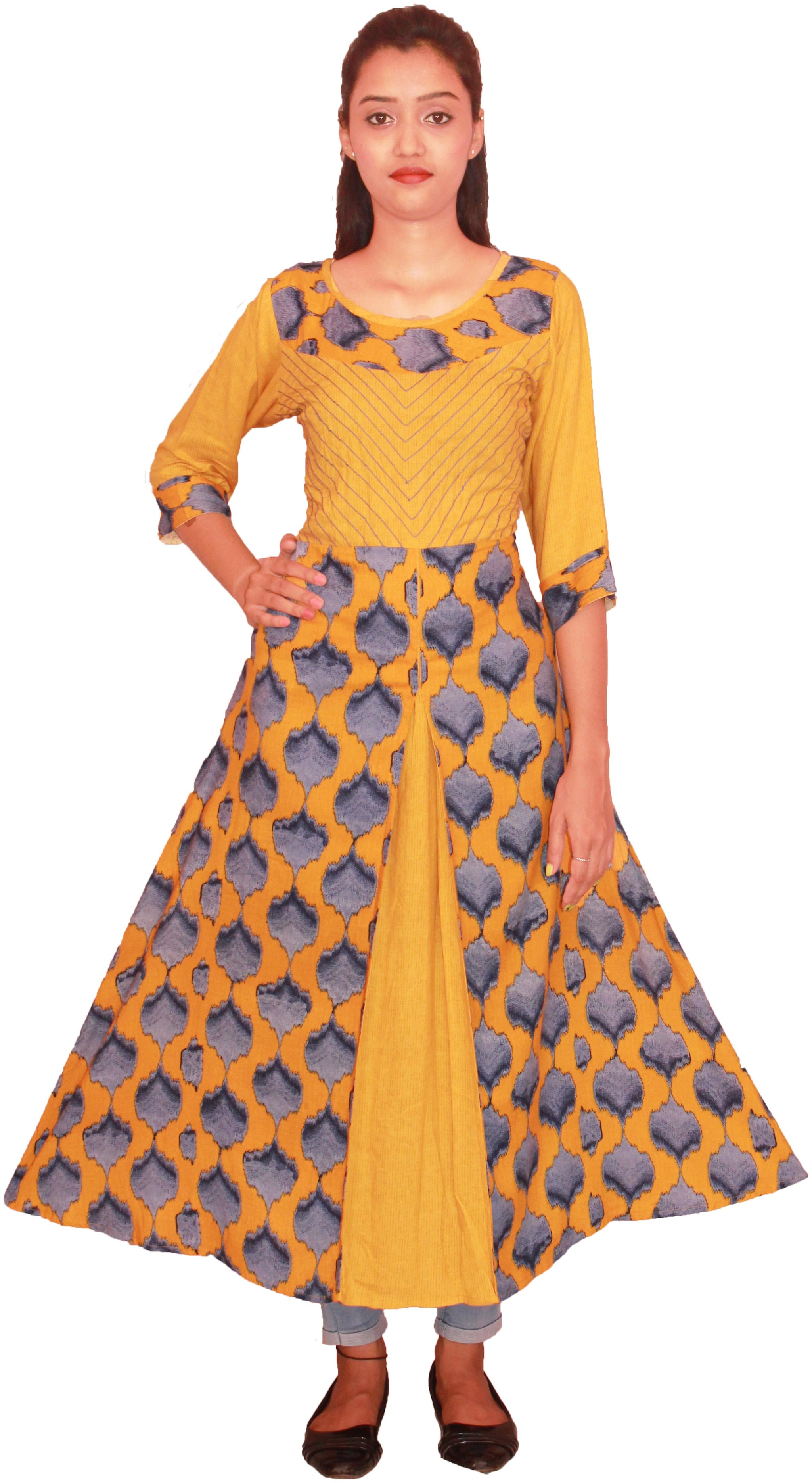

PHB Wholesale Garments Viscose Rayon Printed Yellow Color Kurti For Women