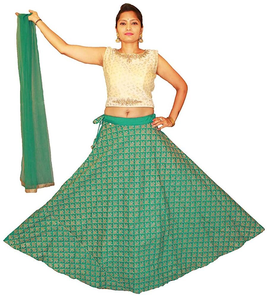 

PHB Wholesale Garments Silk Embroidered Cream Green Color Lehenga Choli with Dupatta