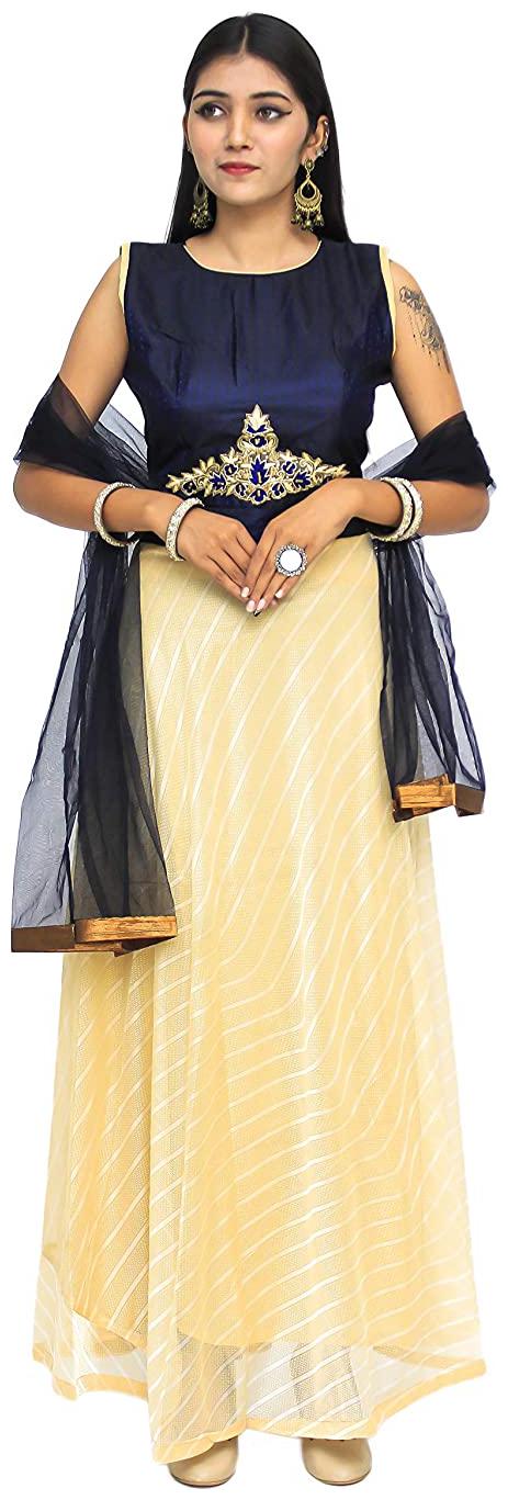 

PHB Wholesale Garments Chiffon Regular fit Gown - Blue