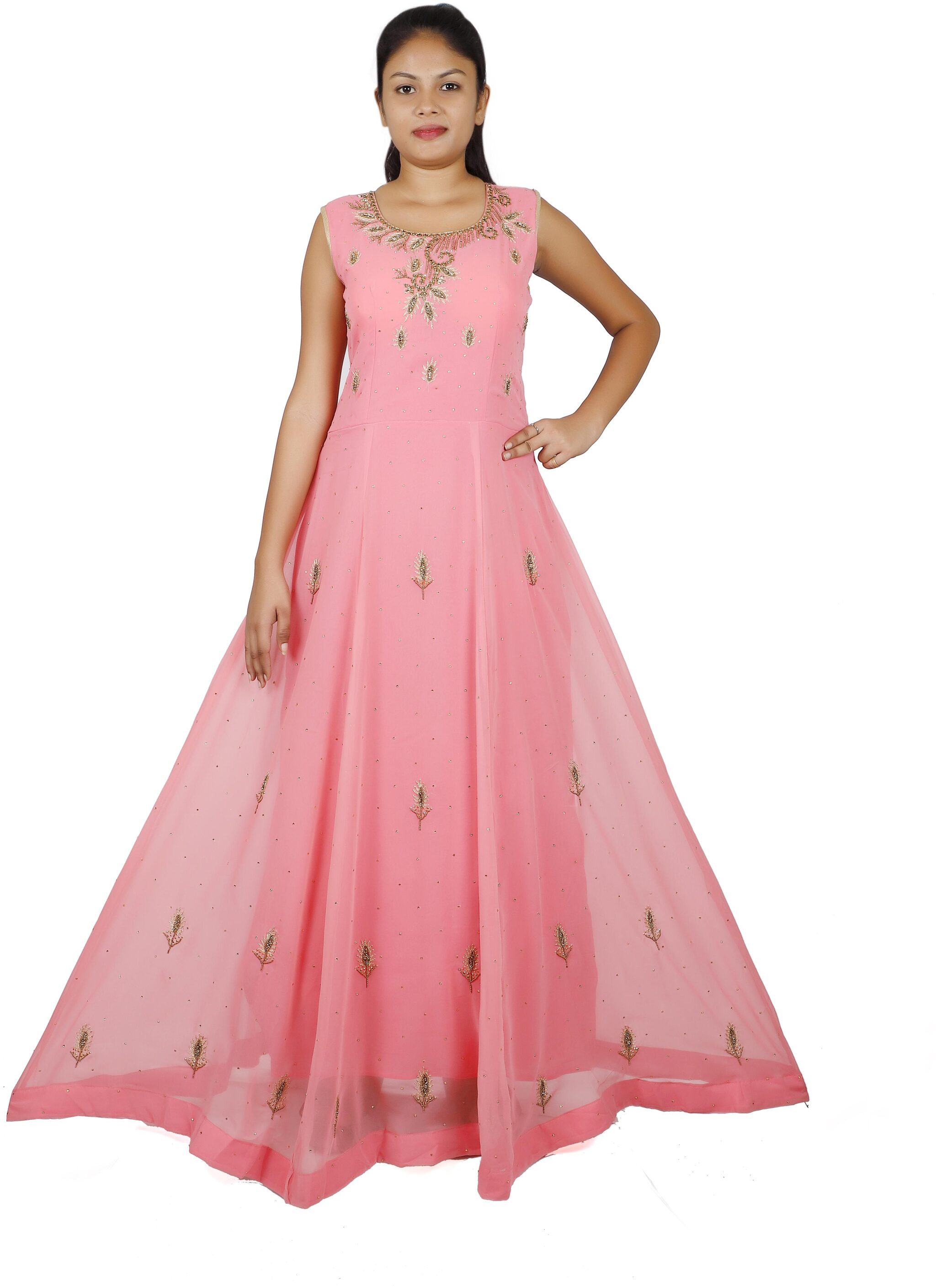 

PHB Wholesale Garments Net Regular fit Gown - Pink