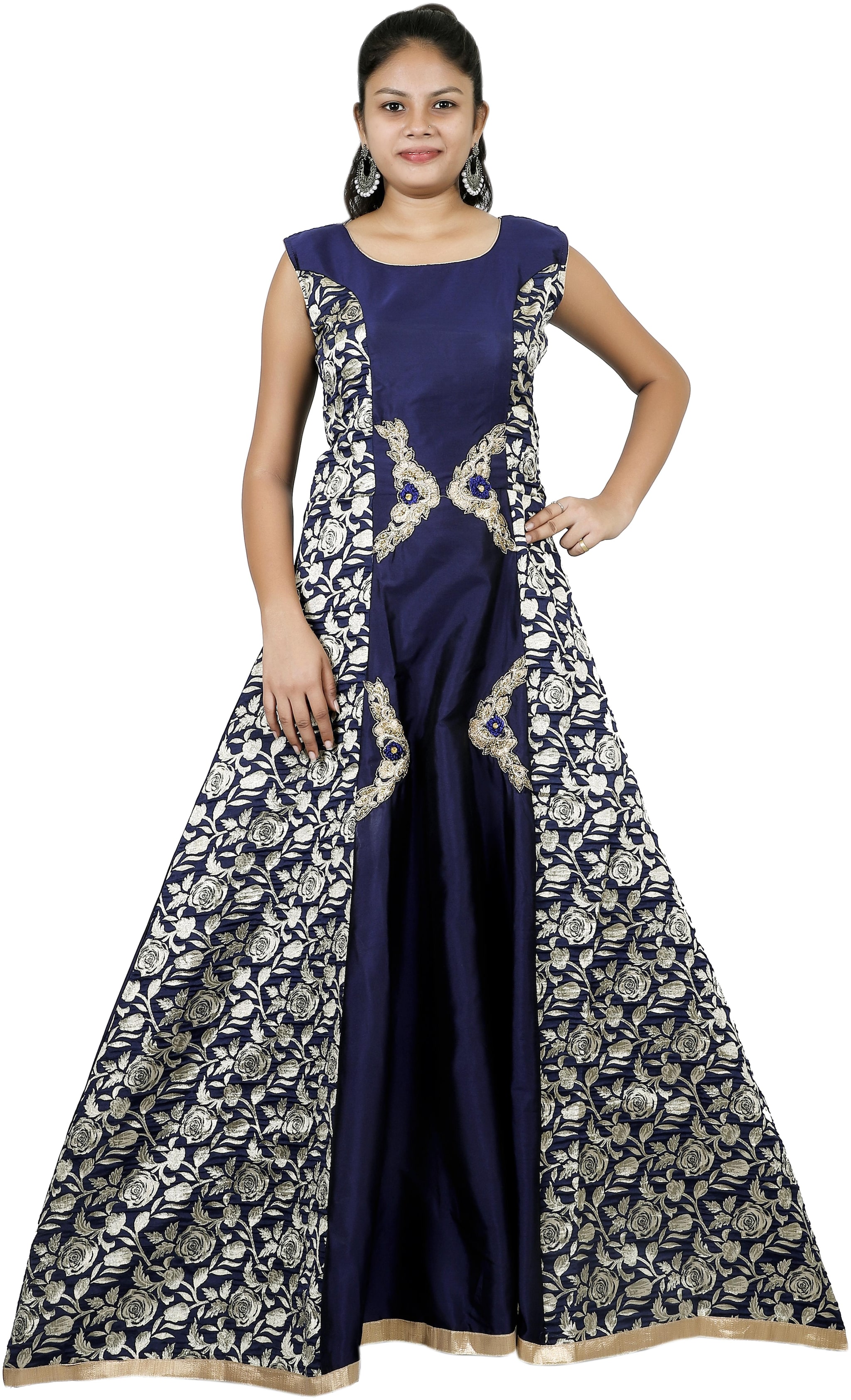 

PHB Wholesale Garments Satin Regular fit Gown - Blue