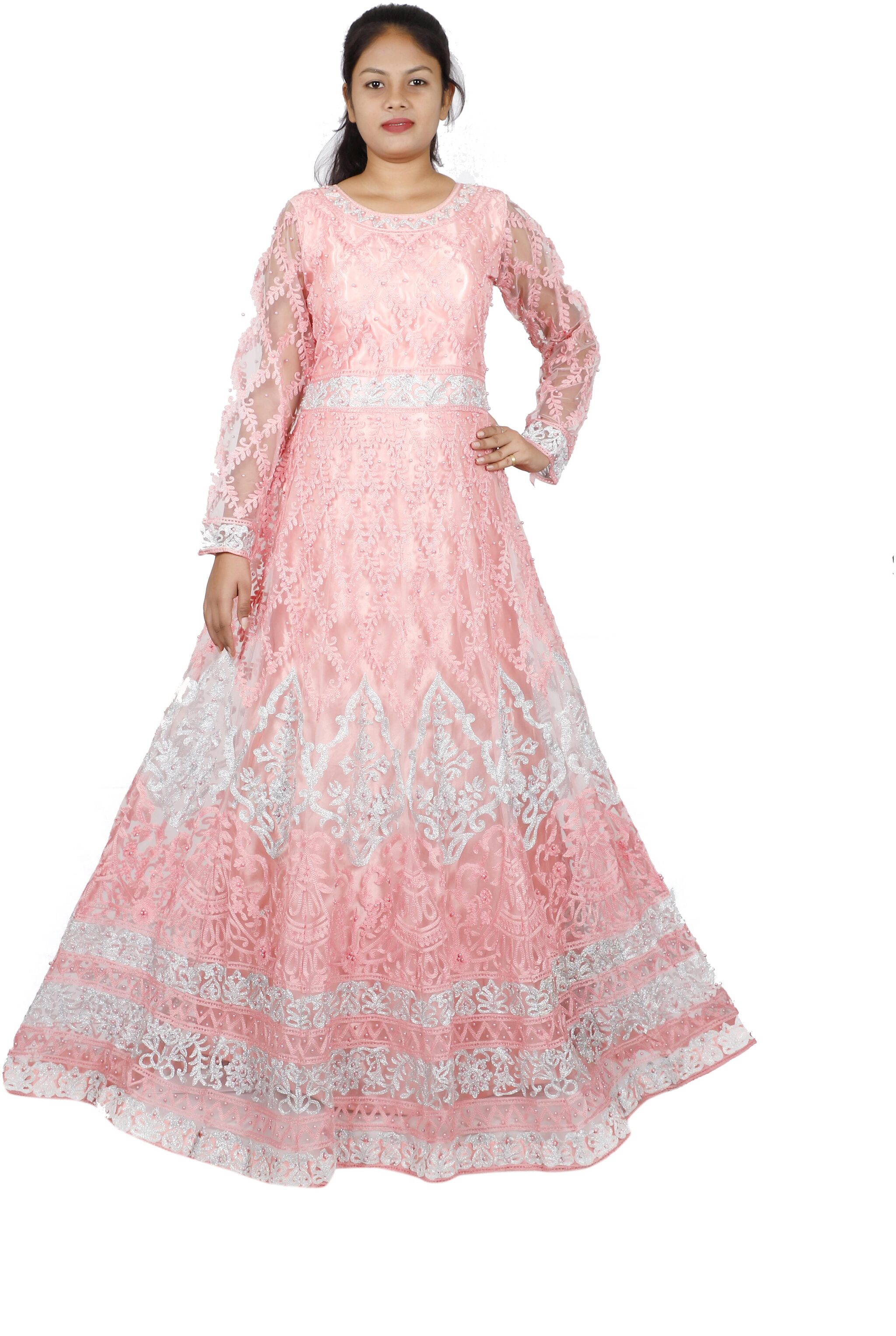 

PHB Wholesale Garments Net Regular fit Gown - Pink