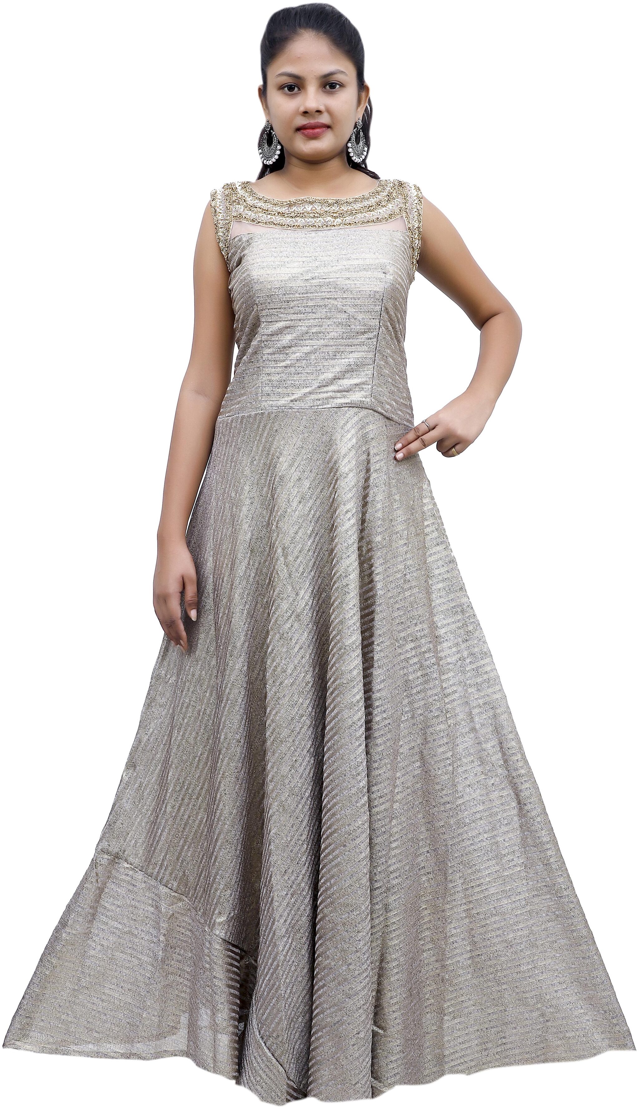 

PHB Wholesale Garments Polyester Regular fit Gown - Gold