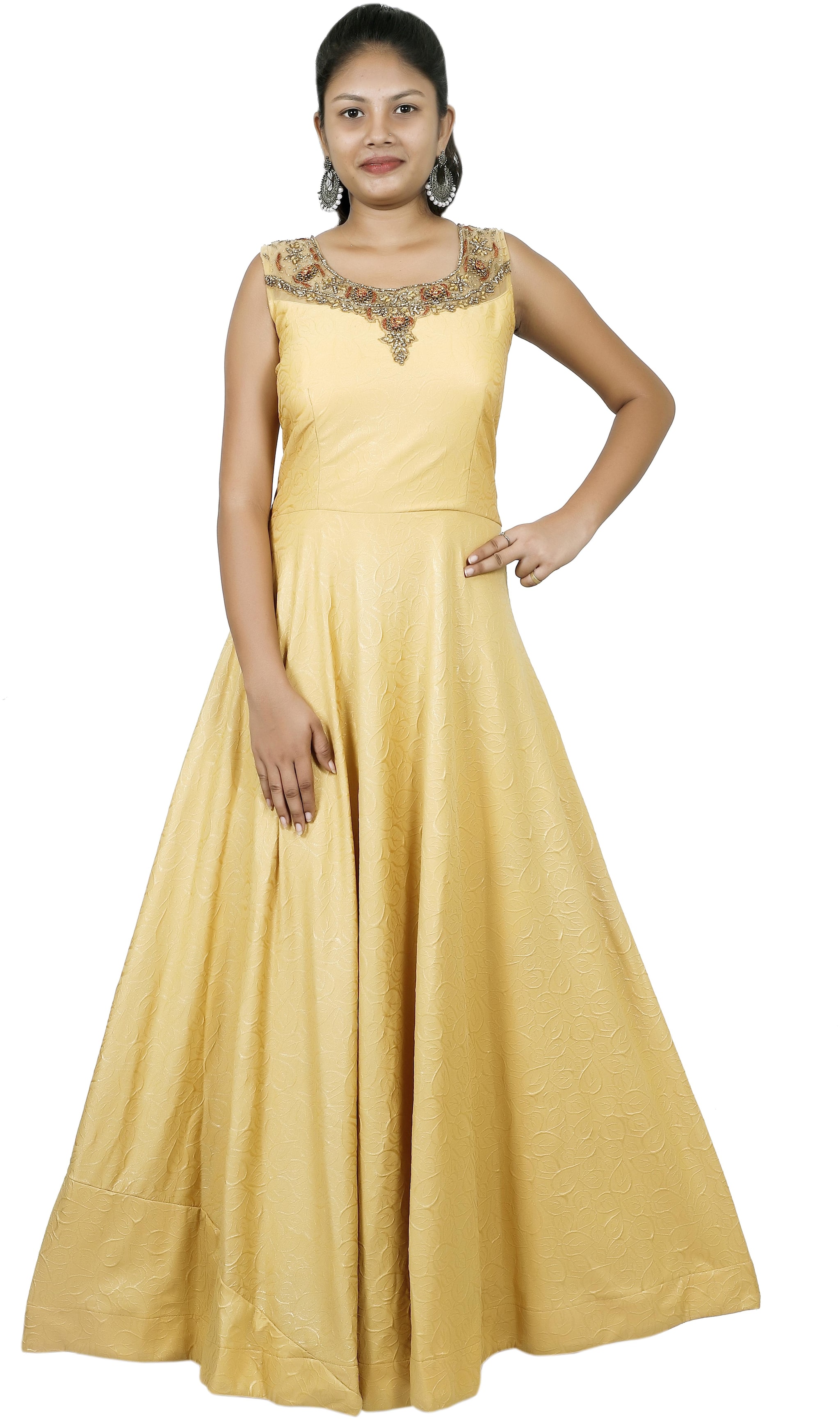 

PHB Wholesale Garments Polyester Regular fit Gown - Yellow