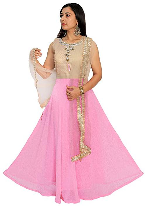 

PHB Wholesale Garments Georgette Regular fit Gown - Pink