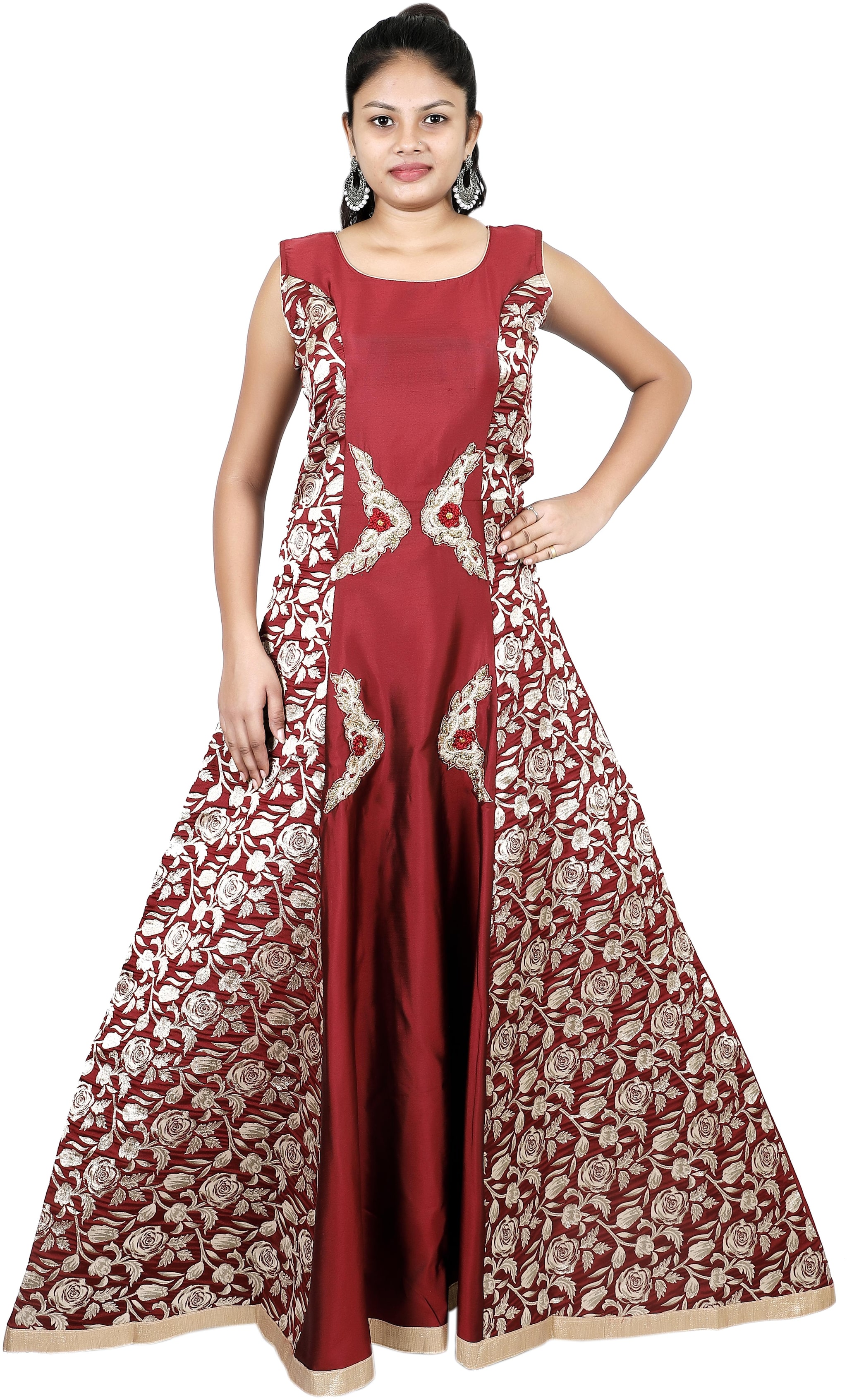 

PHB Wholesale Garments Satin Regular fit Gown - Red