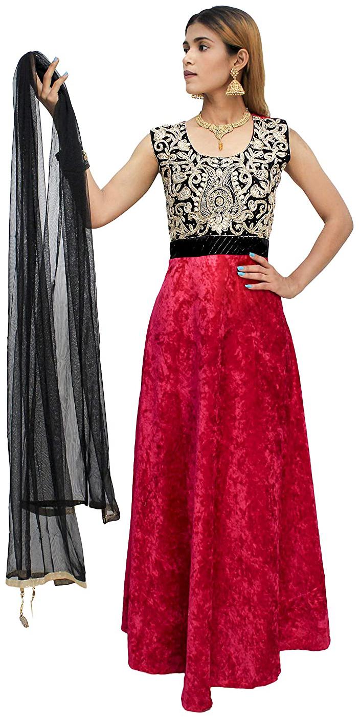 

PHB Wholesale Garments Velvet Regular fit Gown - Red