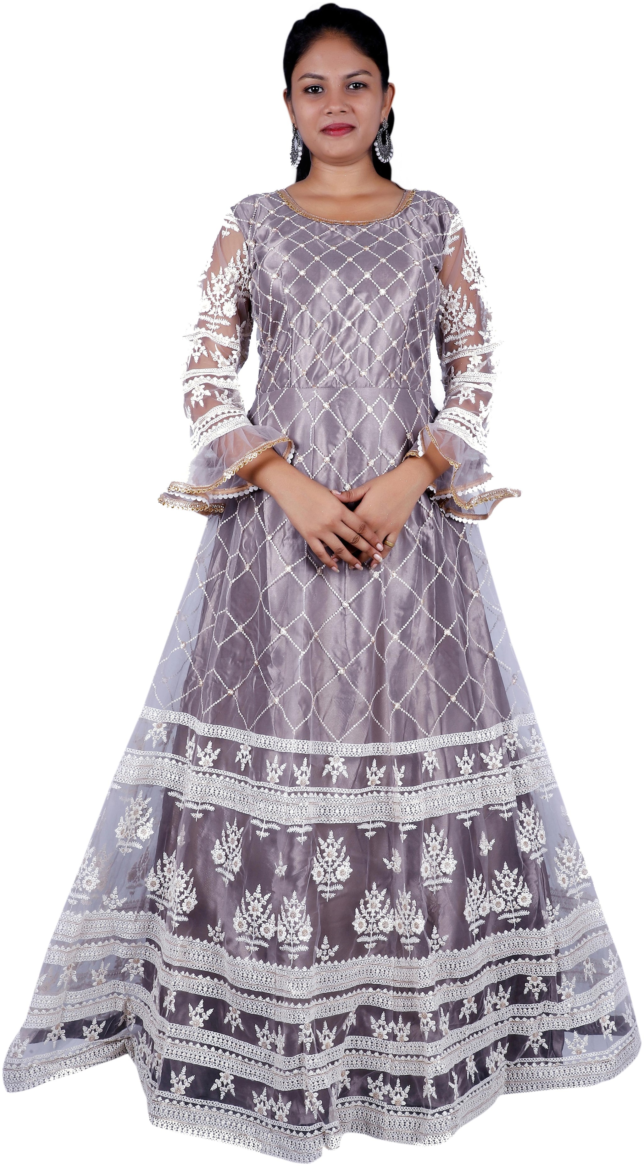 

PHB Wholesale Garments Net Regular fit Gown - Grey