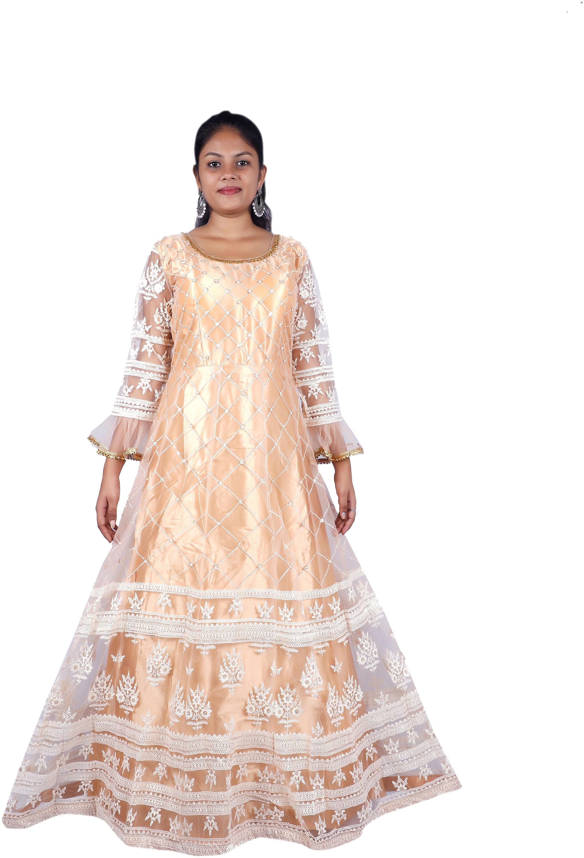 

PHB Wholesale Garments Net Regular fit Gown - Gold