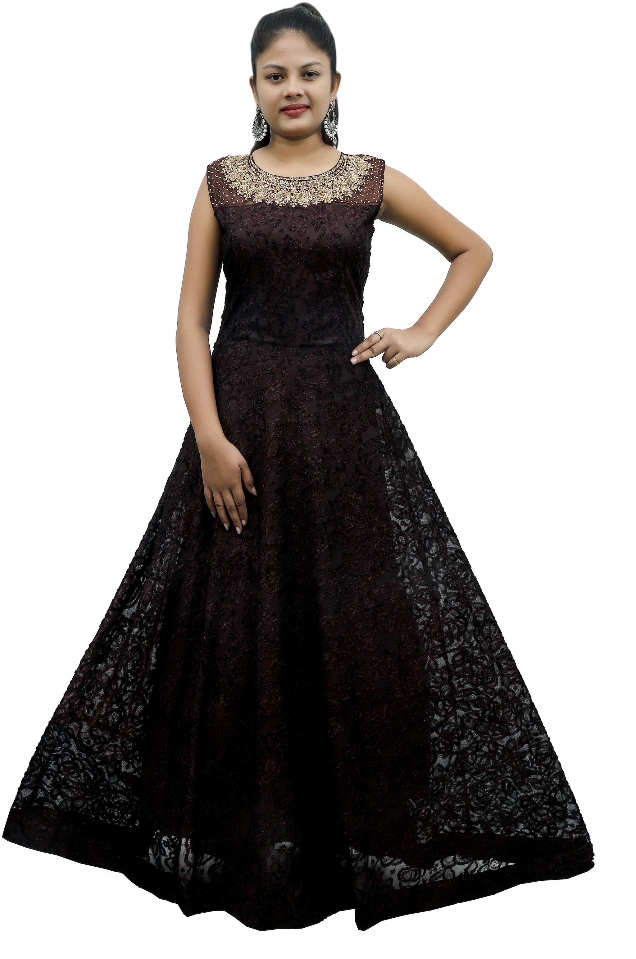 

PHB Wholesale Garments Polyester Regular fit Gown - Brown