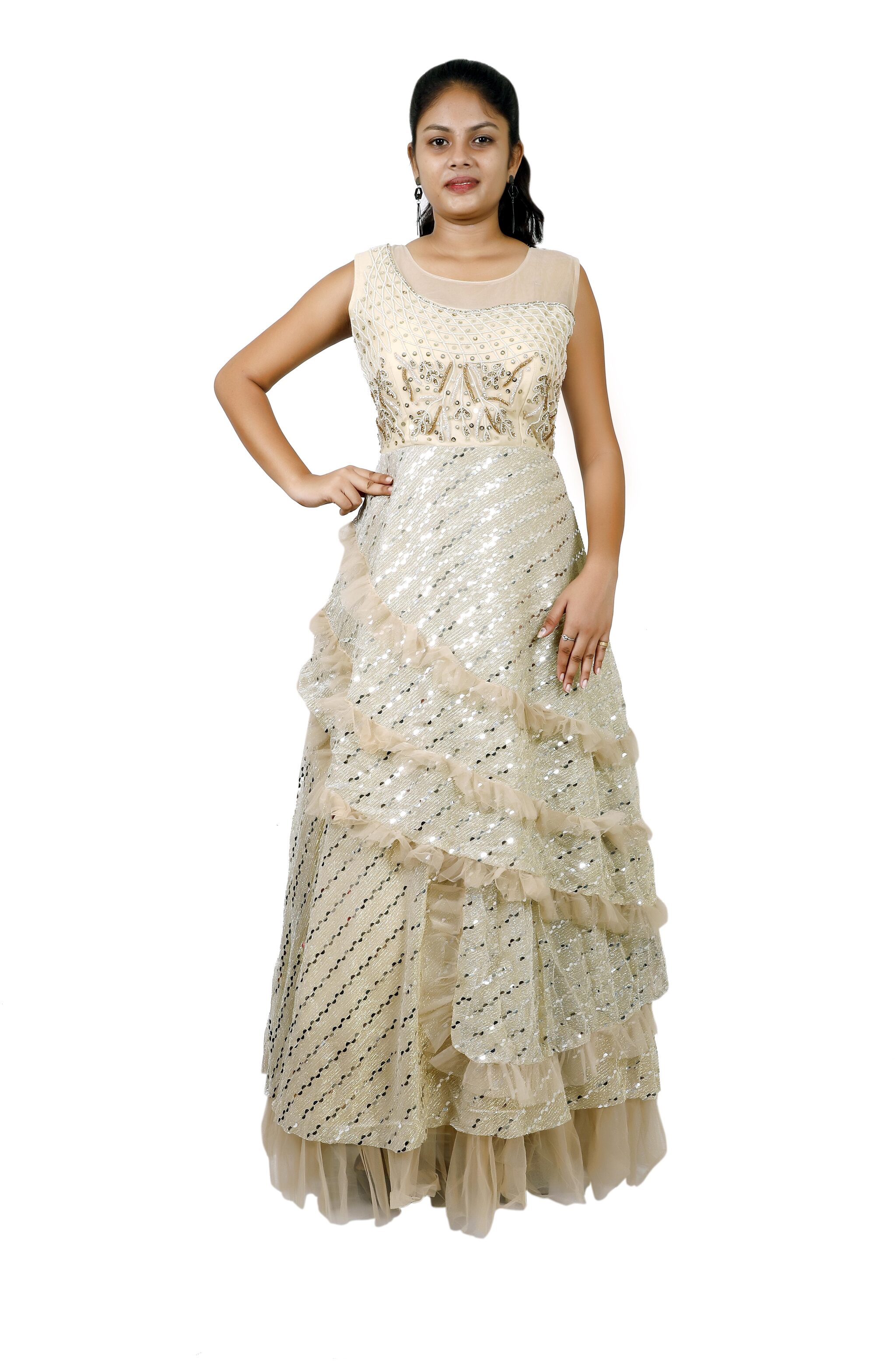 

PHB Wholesale Garments Polyester Regular fit Gown - Gold