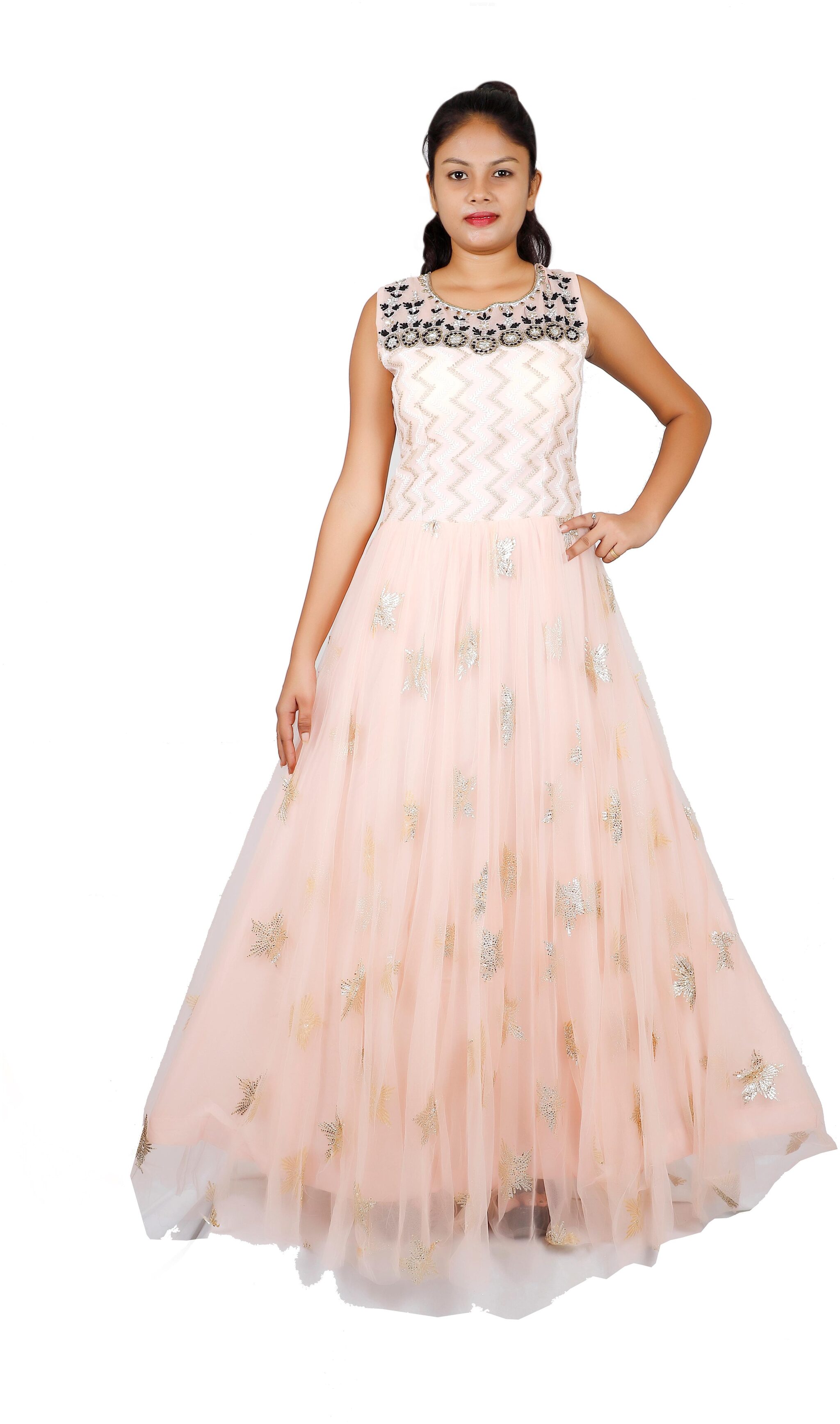 

PHB Wholesale Garments Net Regular fit Gown - Pink