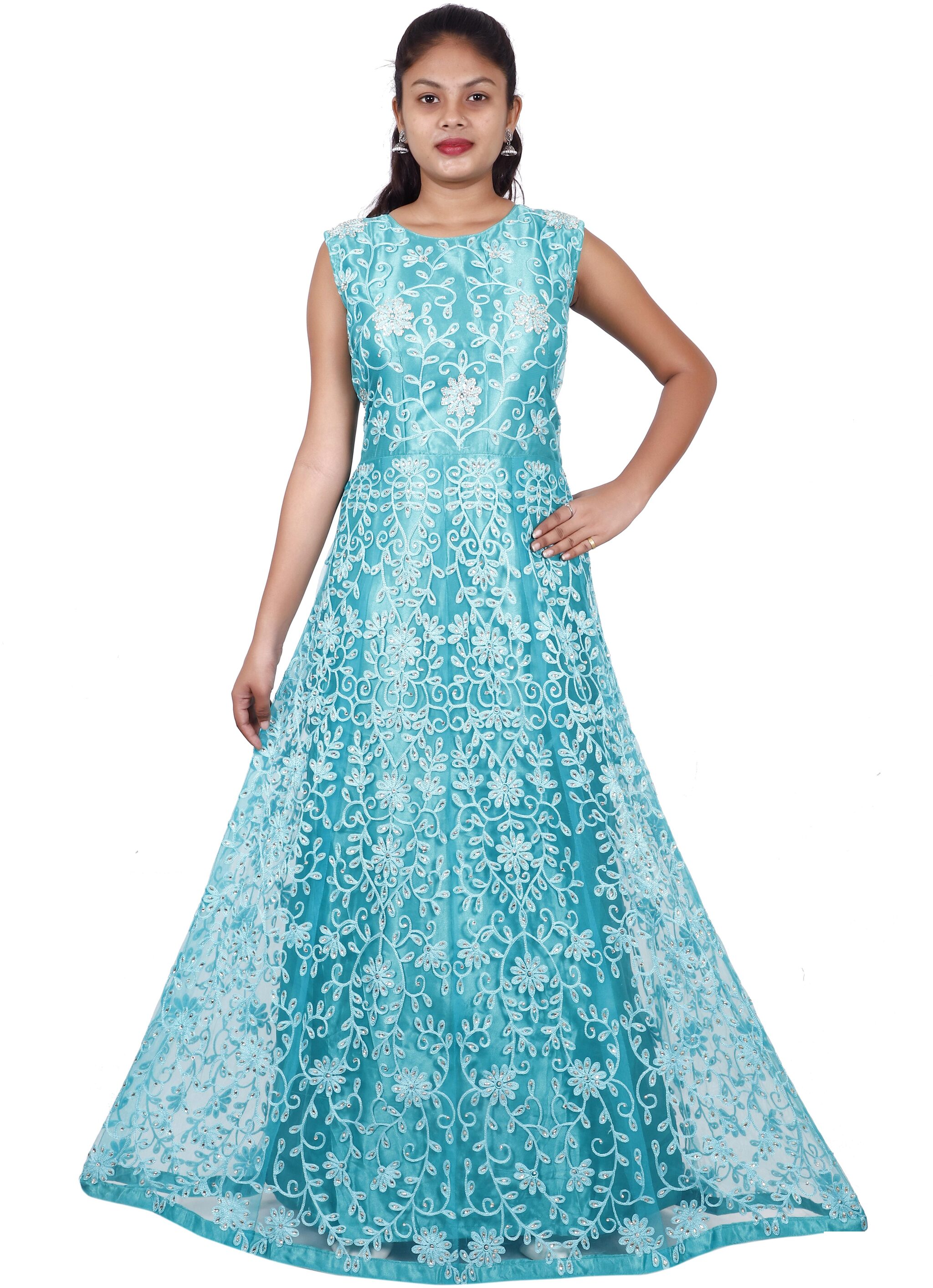 

PHB Wholesale Garments Net Regular fit Gown - Green