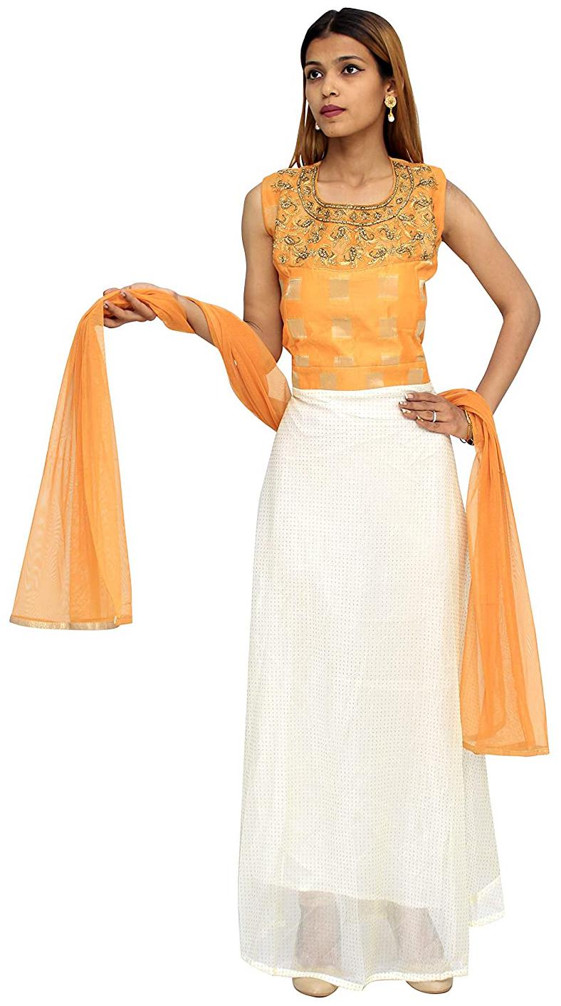 

PHB Wholesale Garments Georgette Regular fit Gown - Yellow