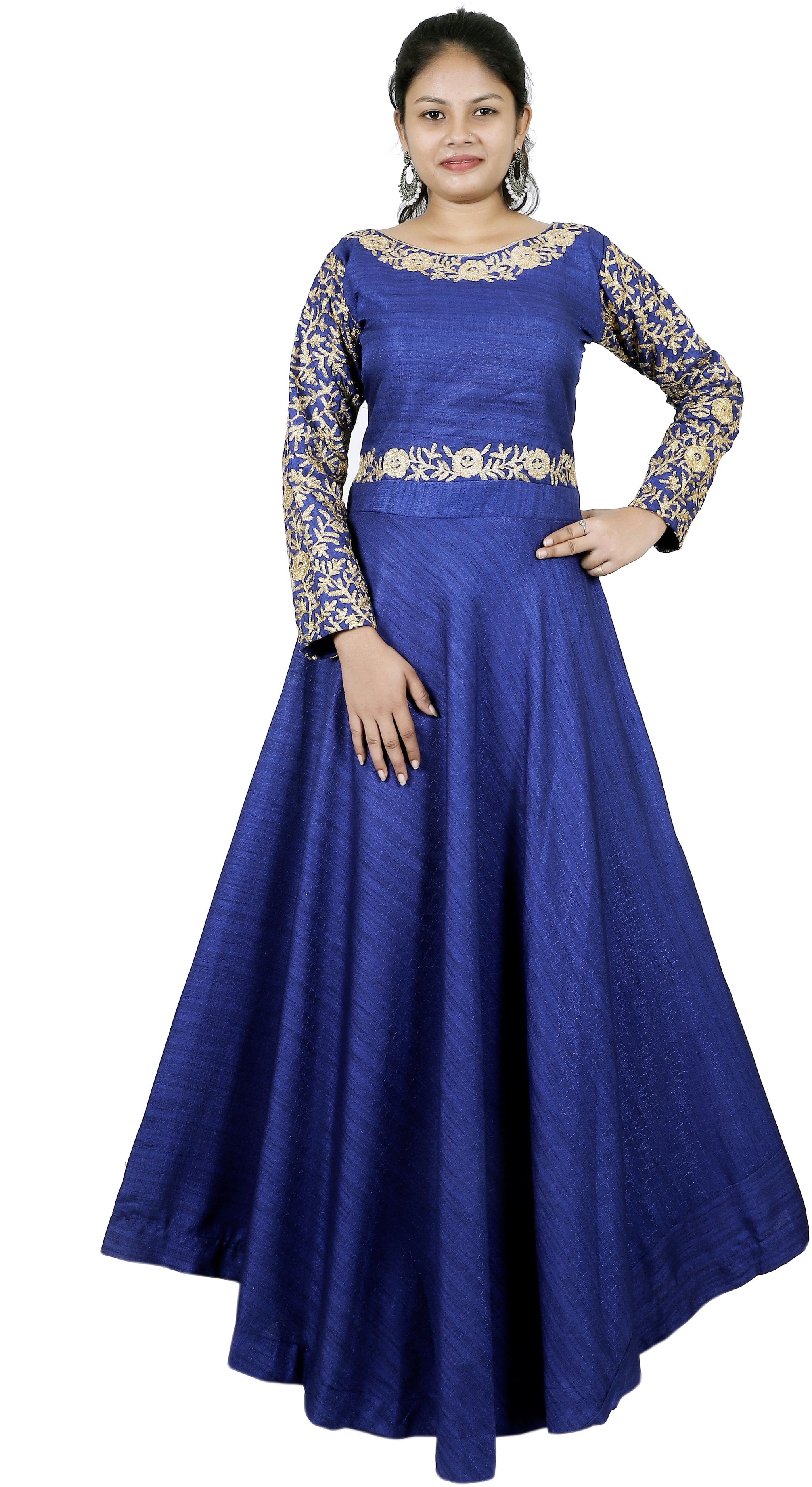 

PHB Wholesale Garments Silk Regular fit Gown - Blue