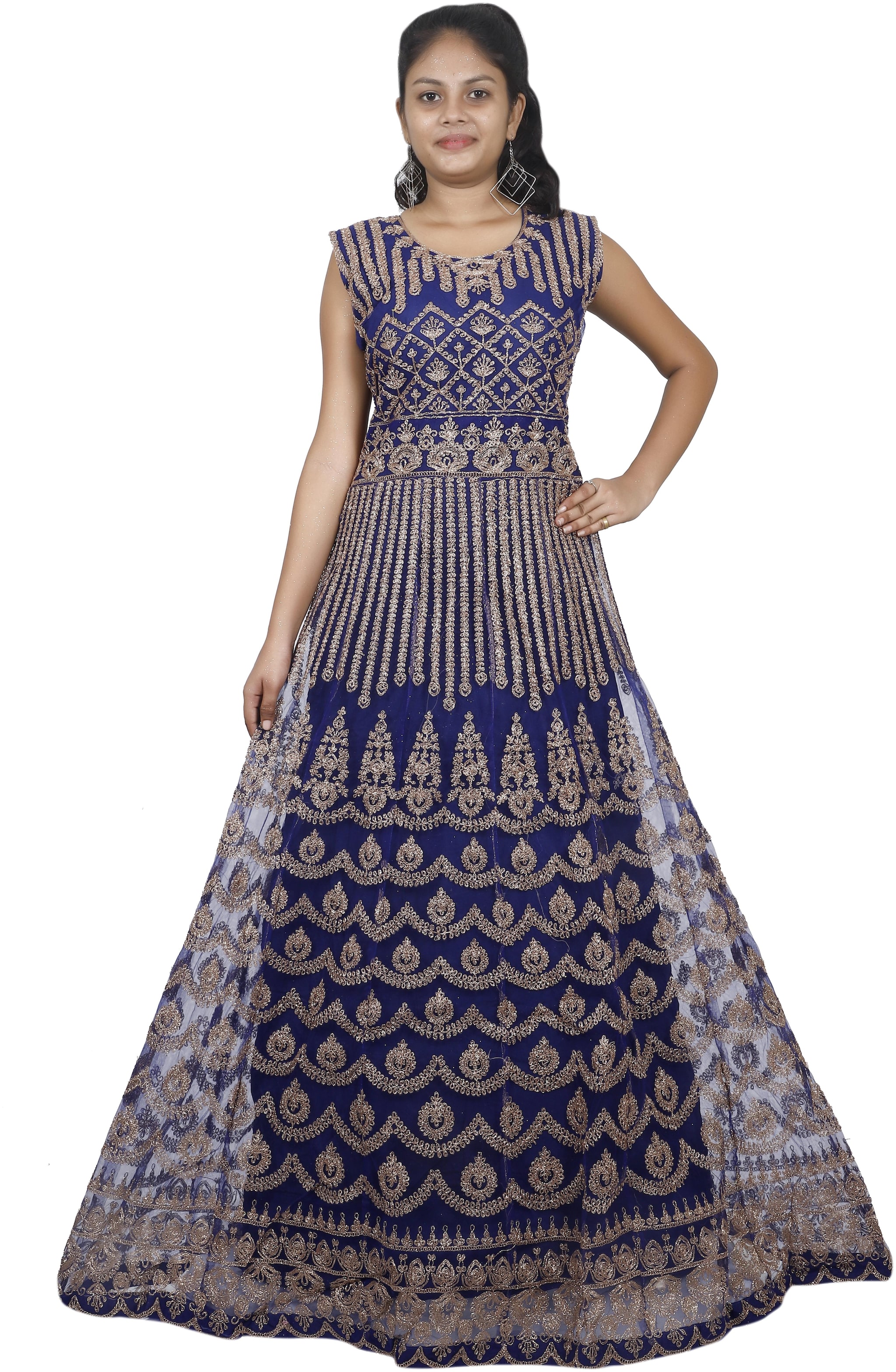 

PHB Wholesale Garments Net Regular fit Gown - Blue