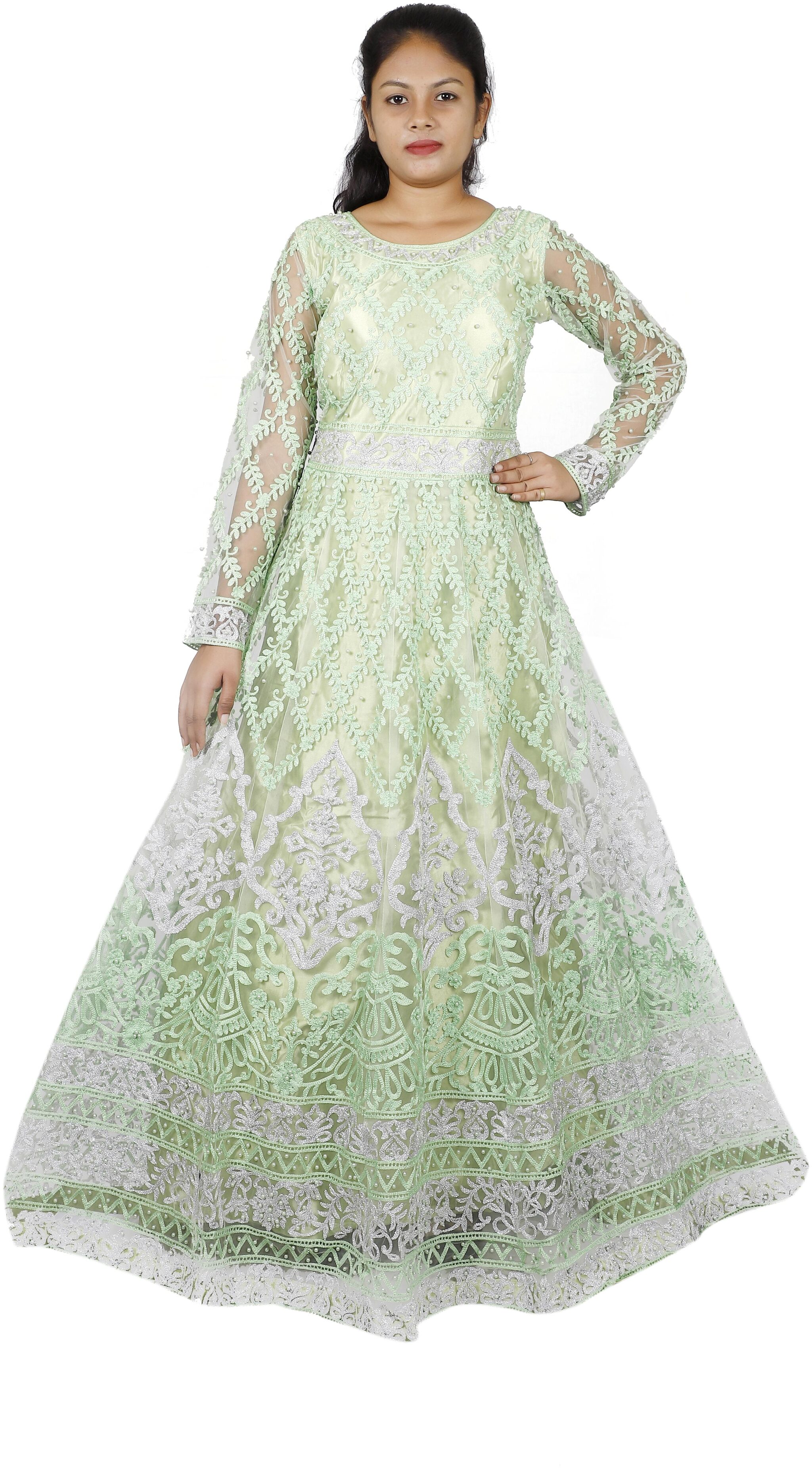 

PHB Wholesale Garments Net Regular fit Gown - Green
