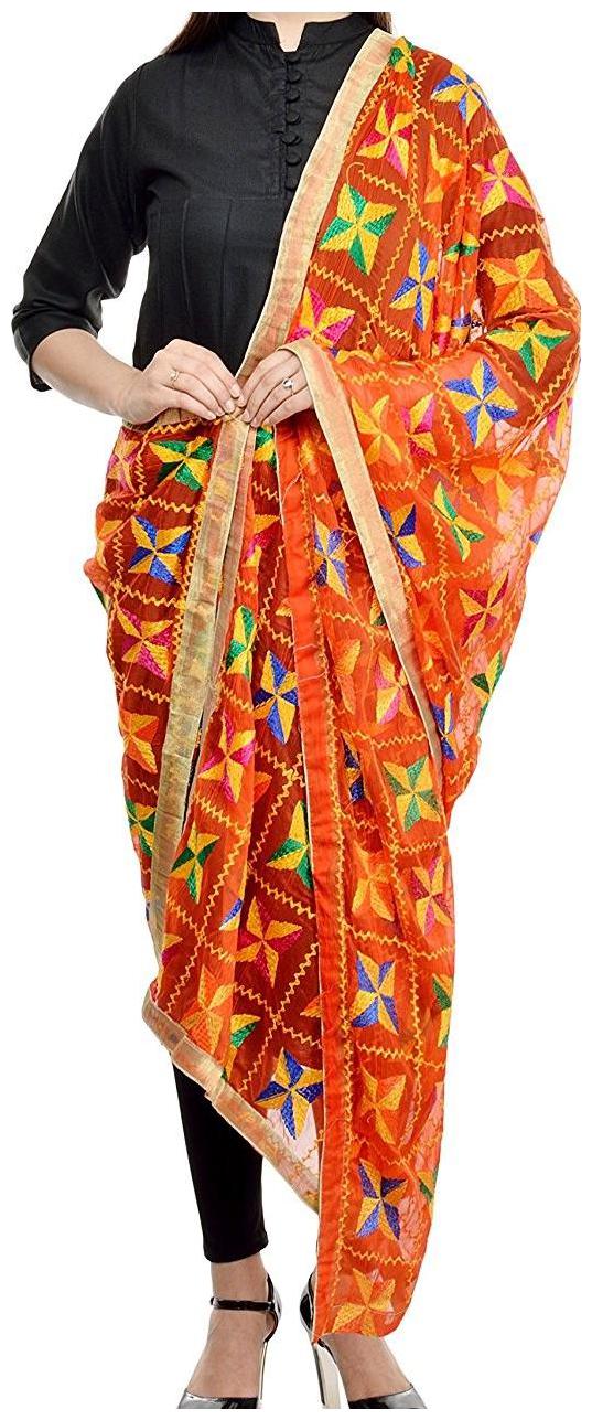 

Phulkari chiffon Dupatta