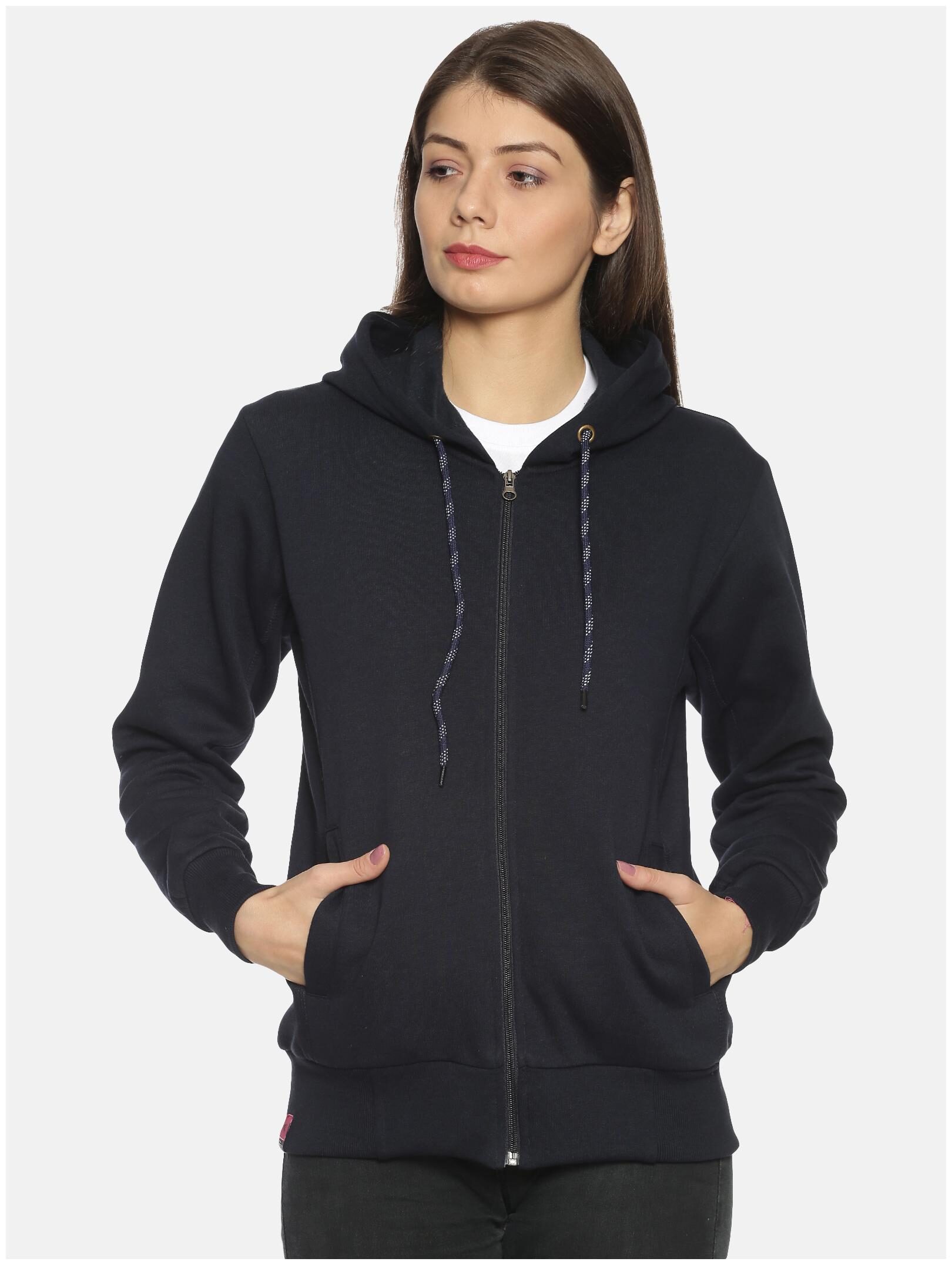 

PICOT Women Solid Hoodie - Black