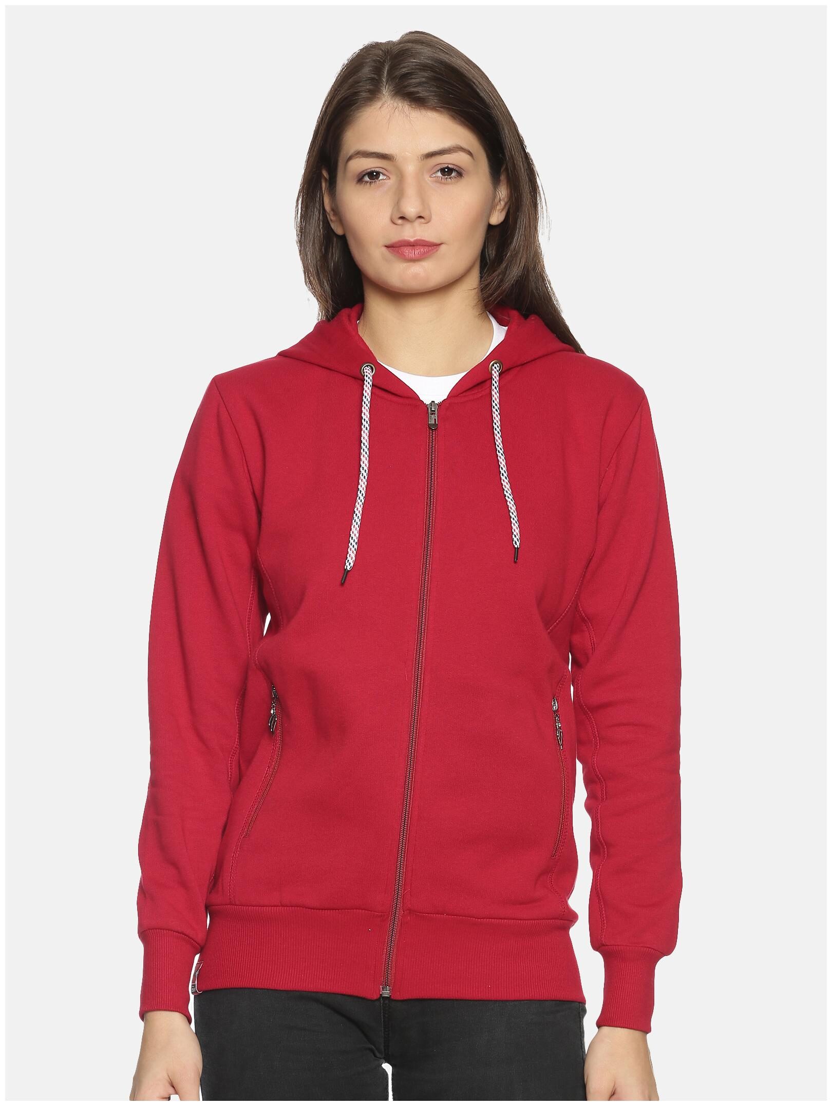 

PICOT Women Solid Hoodie - Red