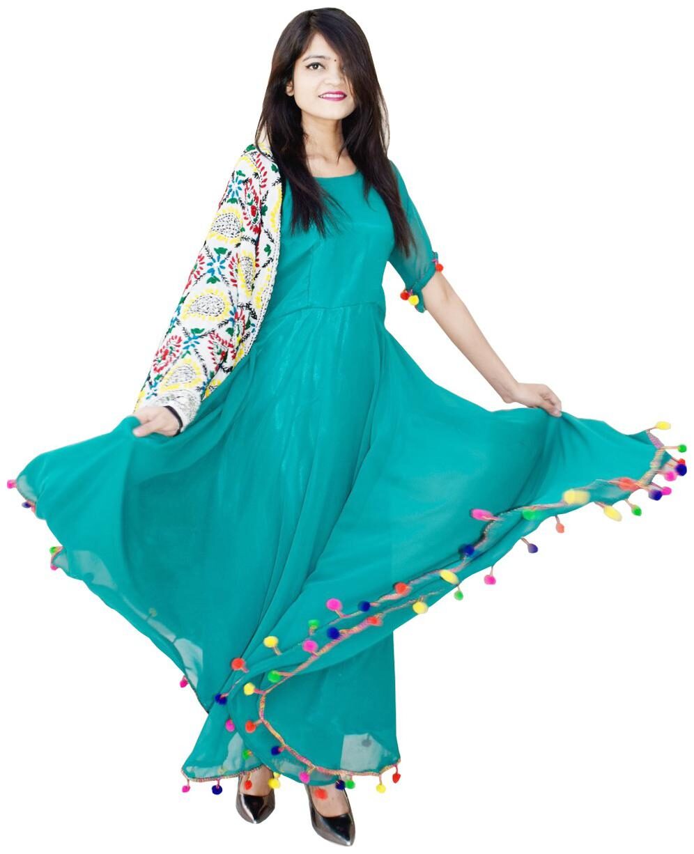 

Rajkumari dress up like a princess Women Green Solid Anarkali Kurta
