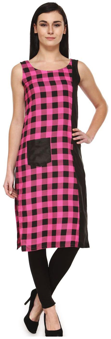 

Enchanted Drapes Women Pink Striped Regular Kurti