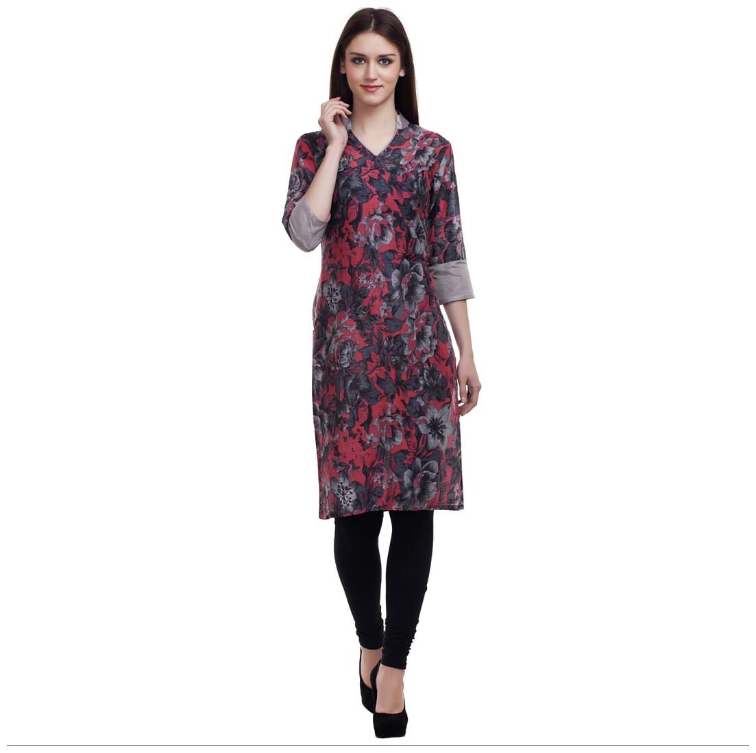 

Enchanted Drapes Women Grey Floral Regular Kurti
