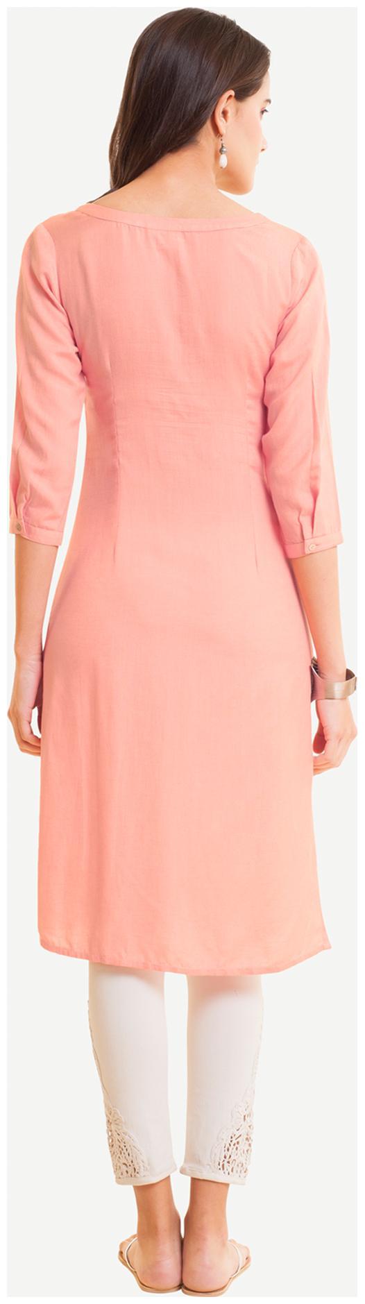 

NAARI Women Pink Embroidered Straight Kurta