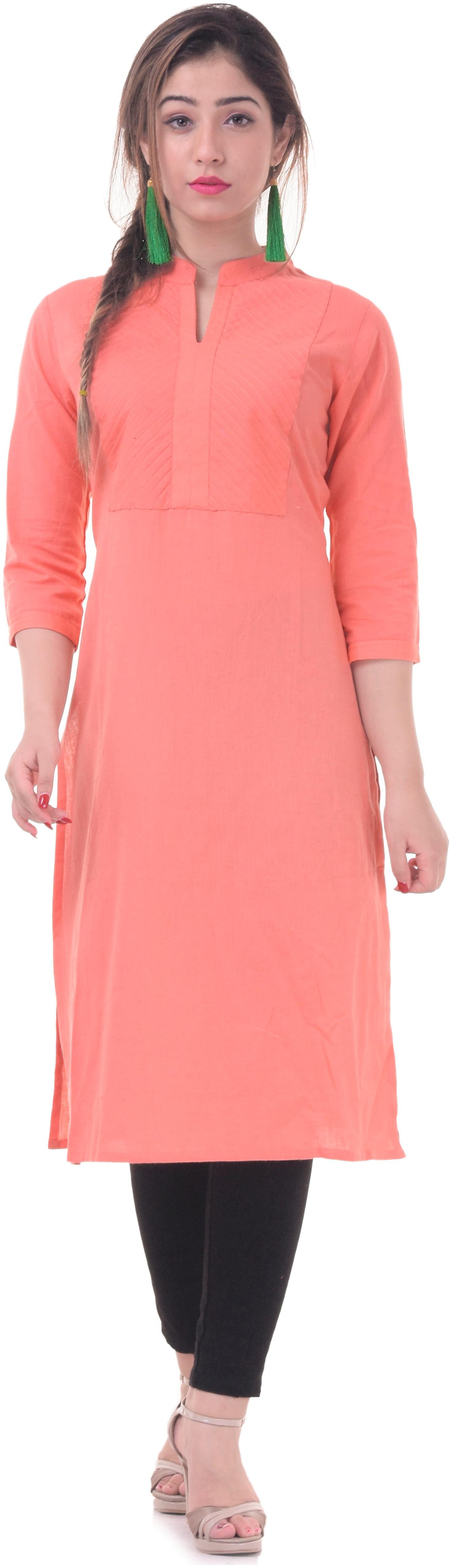 

HOLLYBLUE Women Pink Solid Straight Kurta