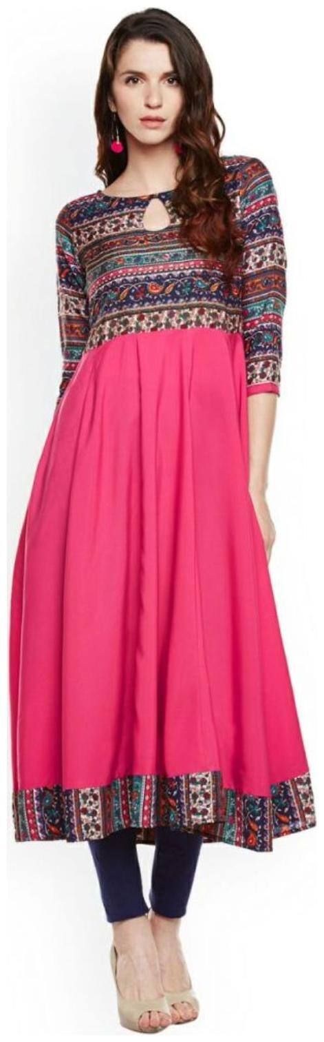 ForeverYoung Women Pink Printed Anarkali Kurta