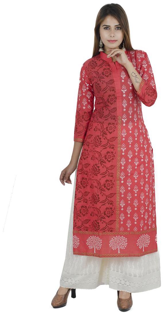 

Zoeyam s Women Pink Printed Straight Kurta
