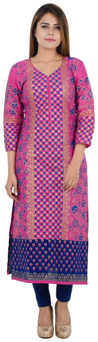 

Zoeyam s Women Pink Printed Straight Kurta