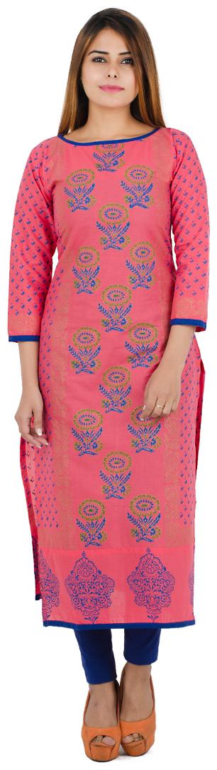 

Zoeyam s Women Pink Floral Straight Kurta
