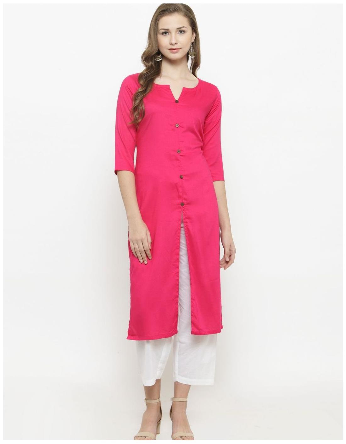 

Pink Rayon Front Slit Kurti