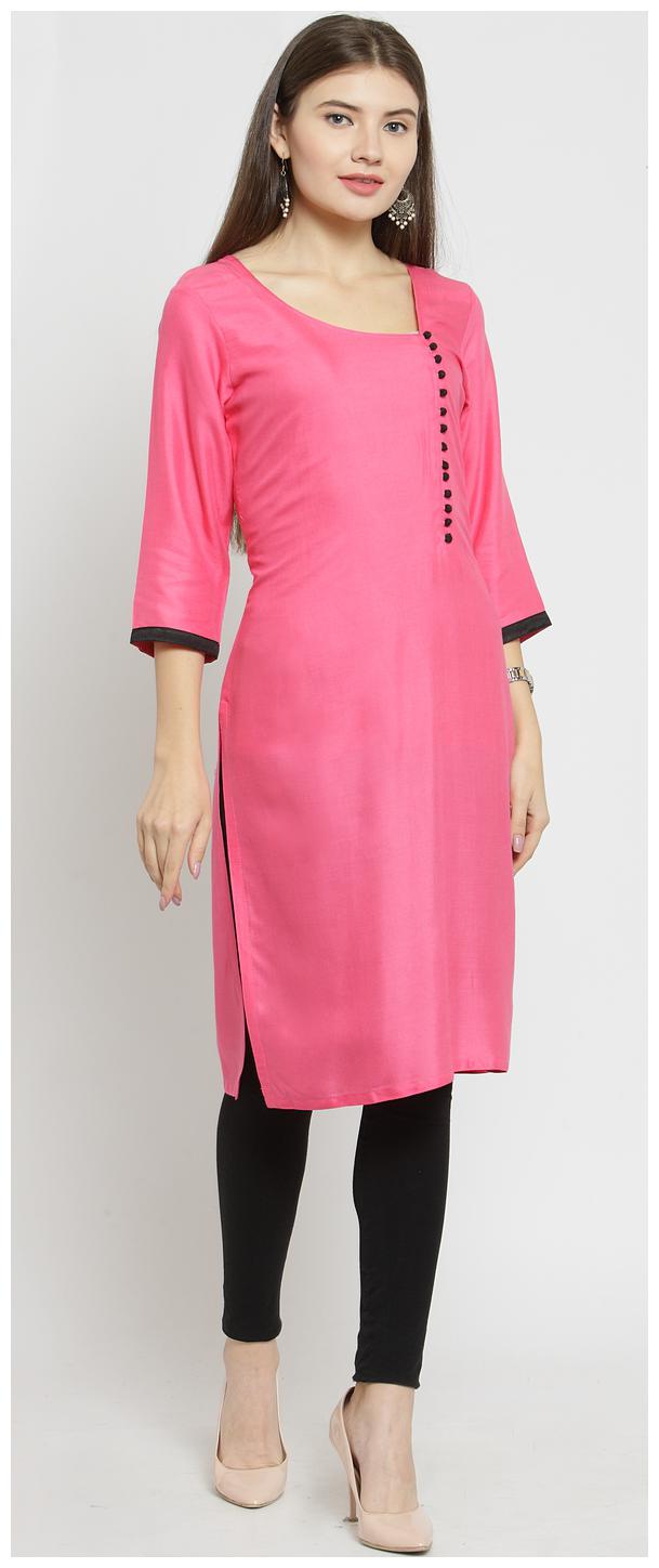 

Enchanted Drapes Women Pink Solid Regular Kurti