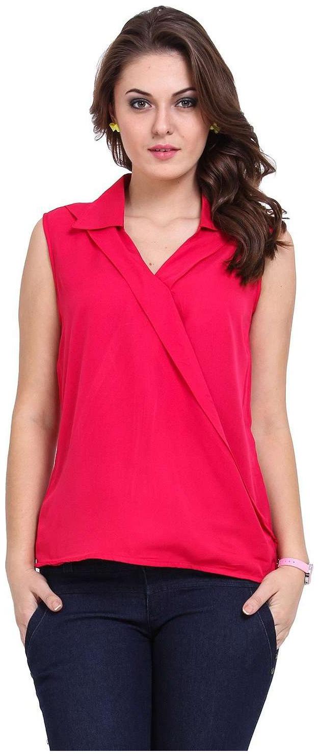

ISTYLE CAN Women Printed Regular top - Pink