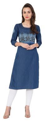 

PINKY PARI Women Blue Printed Straight Kurta