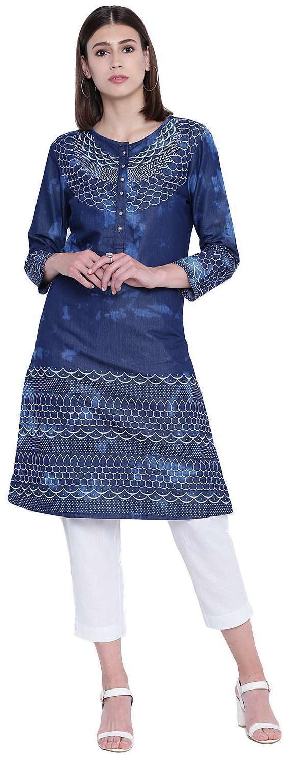 

PINKY PARI Women Blue Printed Straight Kurta