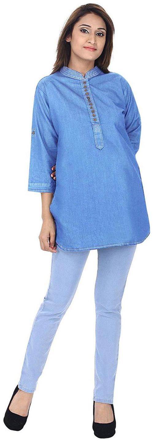 

PINKY PARI Women Blue Solid Straight Kurta
